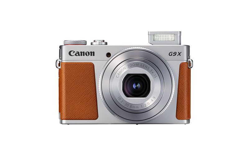PowerShot G9 X Mark II Silver Front Flash Up